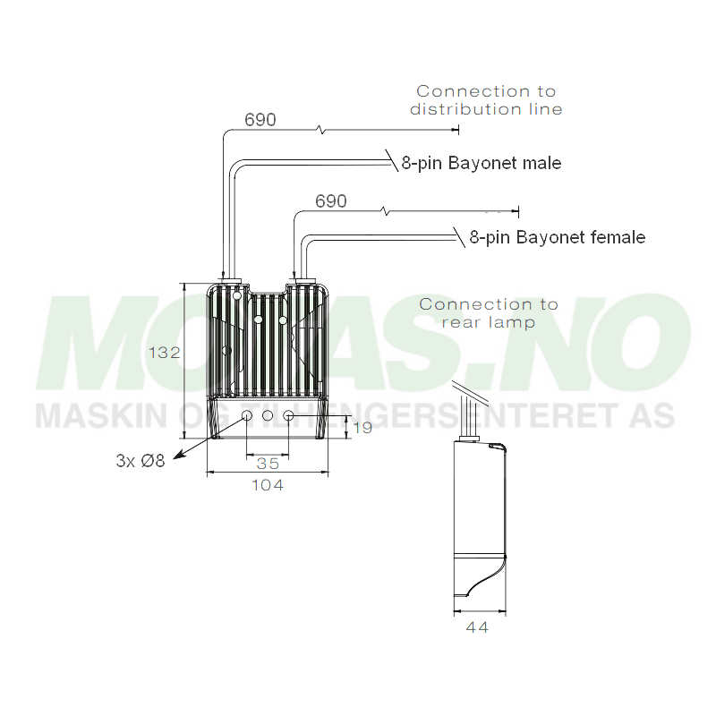 LED styring 10-30V LCG 3, 8-pol Venstre
