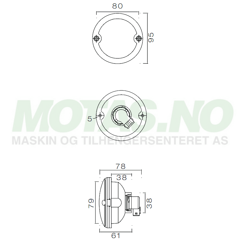 Roundpoint 12V tåkelys 2-pol