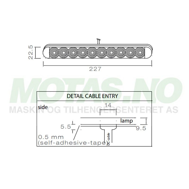 Bremselys Aspöck 12V 3,8m DC
