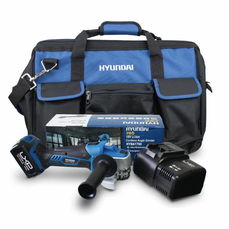 HYUNDAI HY-COMBO-1-5 Vinkelsliper + Batteri 4Ah + lader + Bag