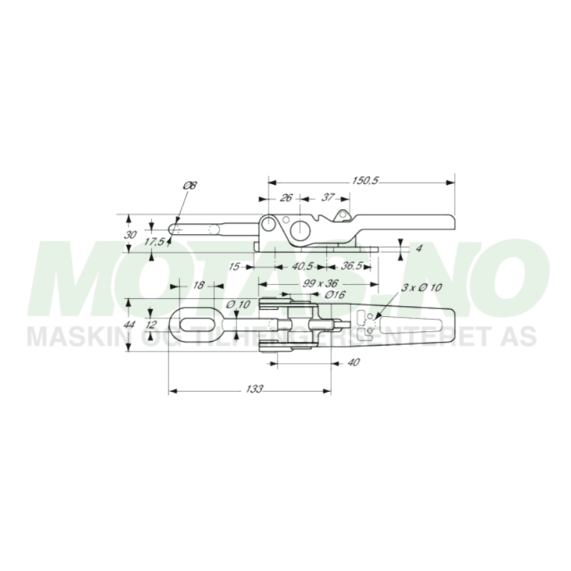 Eksentrisk lås 255mm